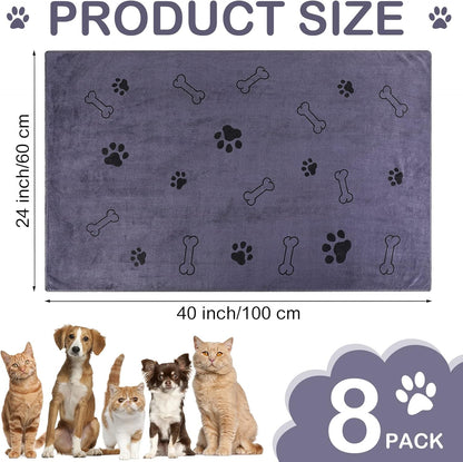 Chumia 8 Pcs Dog Towels for Drying Dogs Cats Pet Towels Bulk Puppy Microfiber Quick Drying Paw Bath