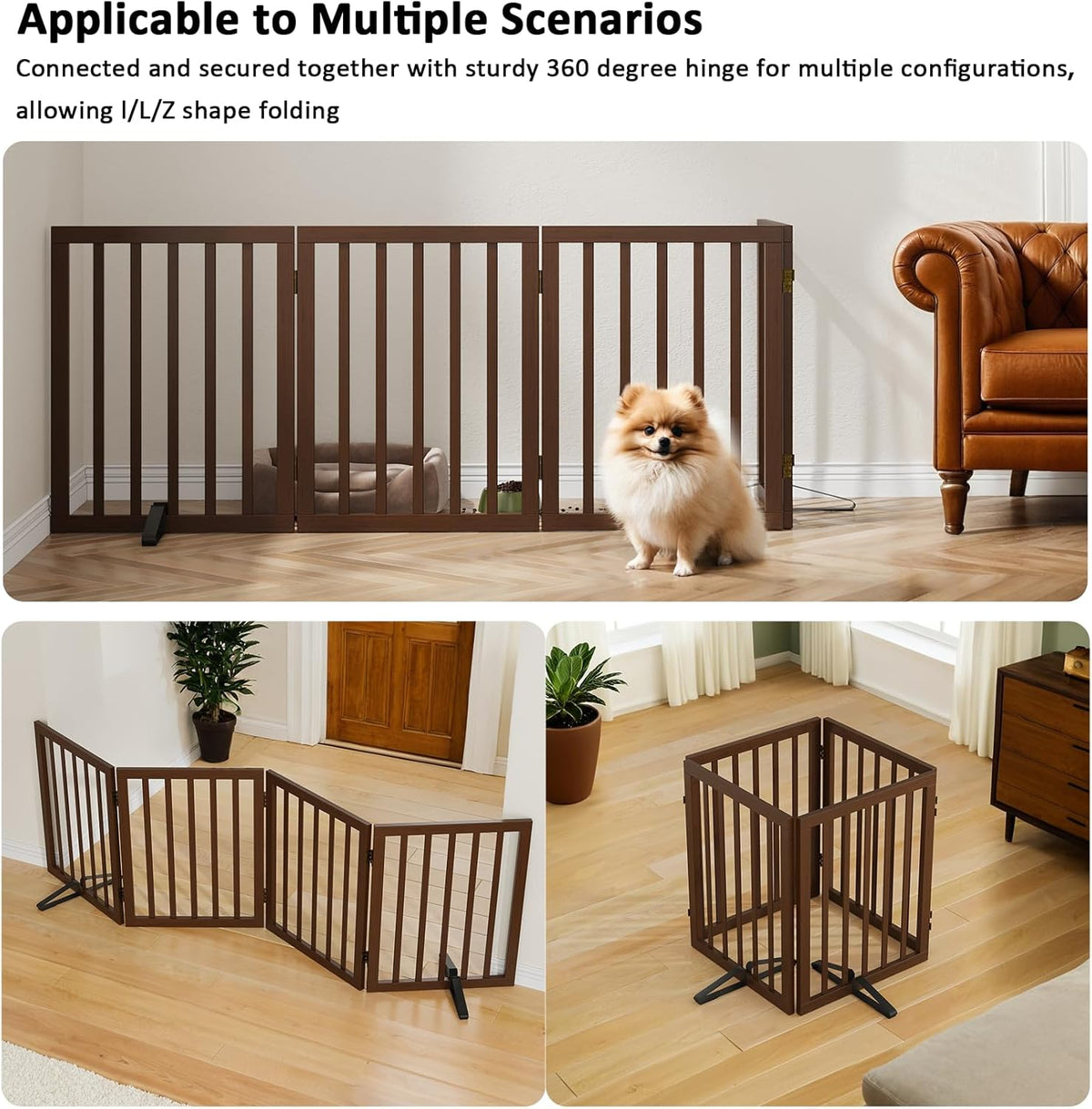 Dog Gate for Stairs,Foldable Dog Gate for Indoor Doorways House,Freestanding Pet Gates for
