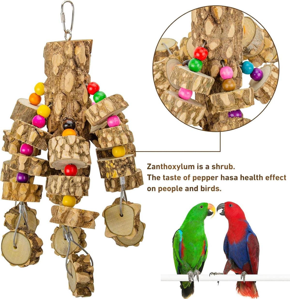 MYFAMIREA Parrot Chewing Toys Bird Toys Natural Wood Bird Toys Parakeet Cage Hammock Hanging Toy
