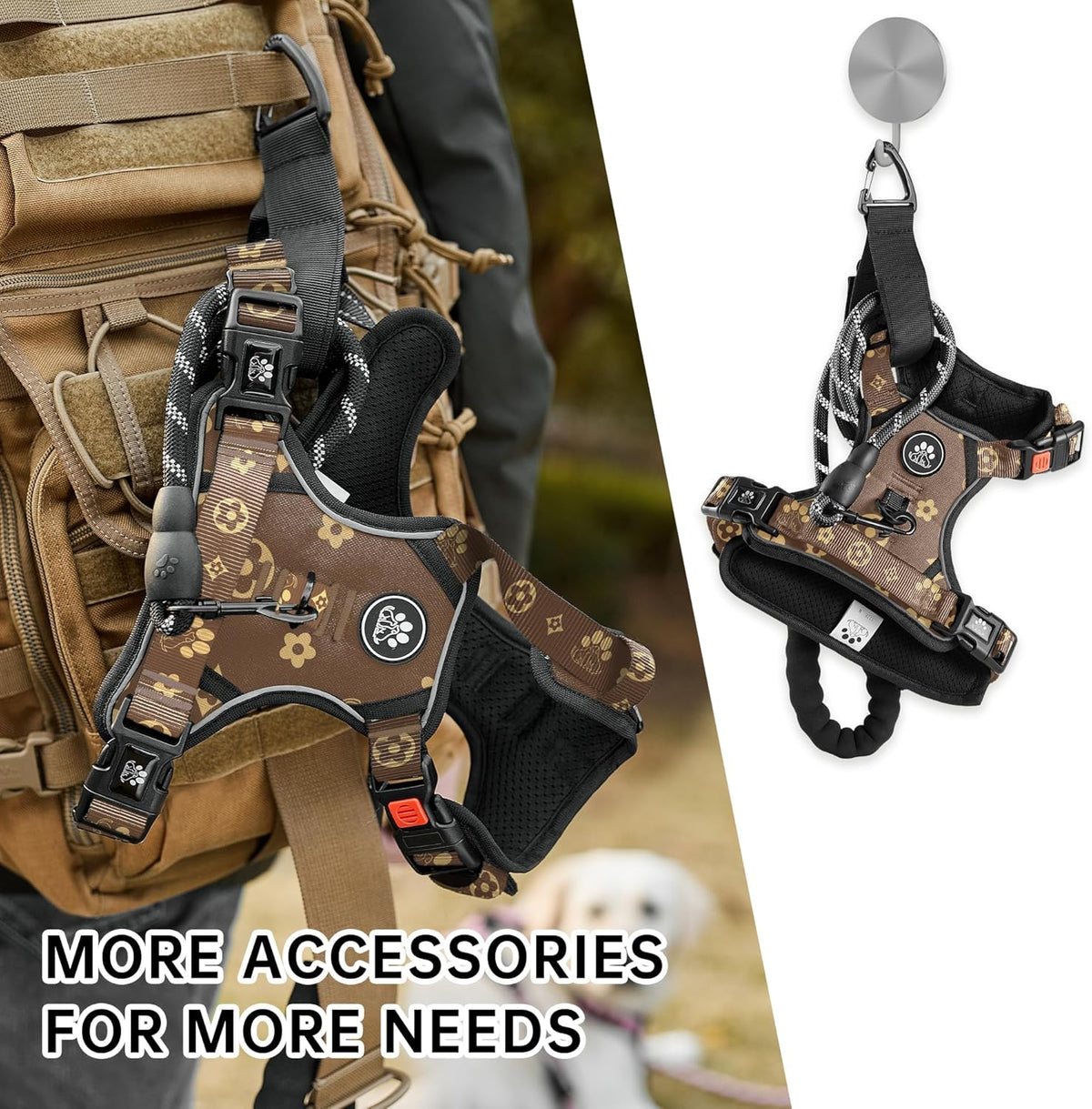 NESTROAD No Pull Dog Harness,Adjustable Oxford Dog Vest Harness with Leash,Reflective No-Choke Pet