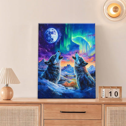 Wolf Wall Art Wolves Canvas Wall Decor Prints Framed Painting Aurora Pictures Gifts Artwork for