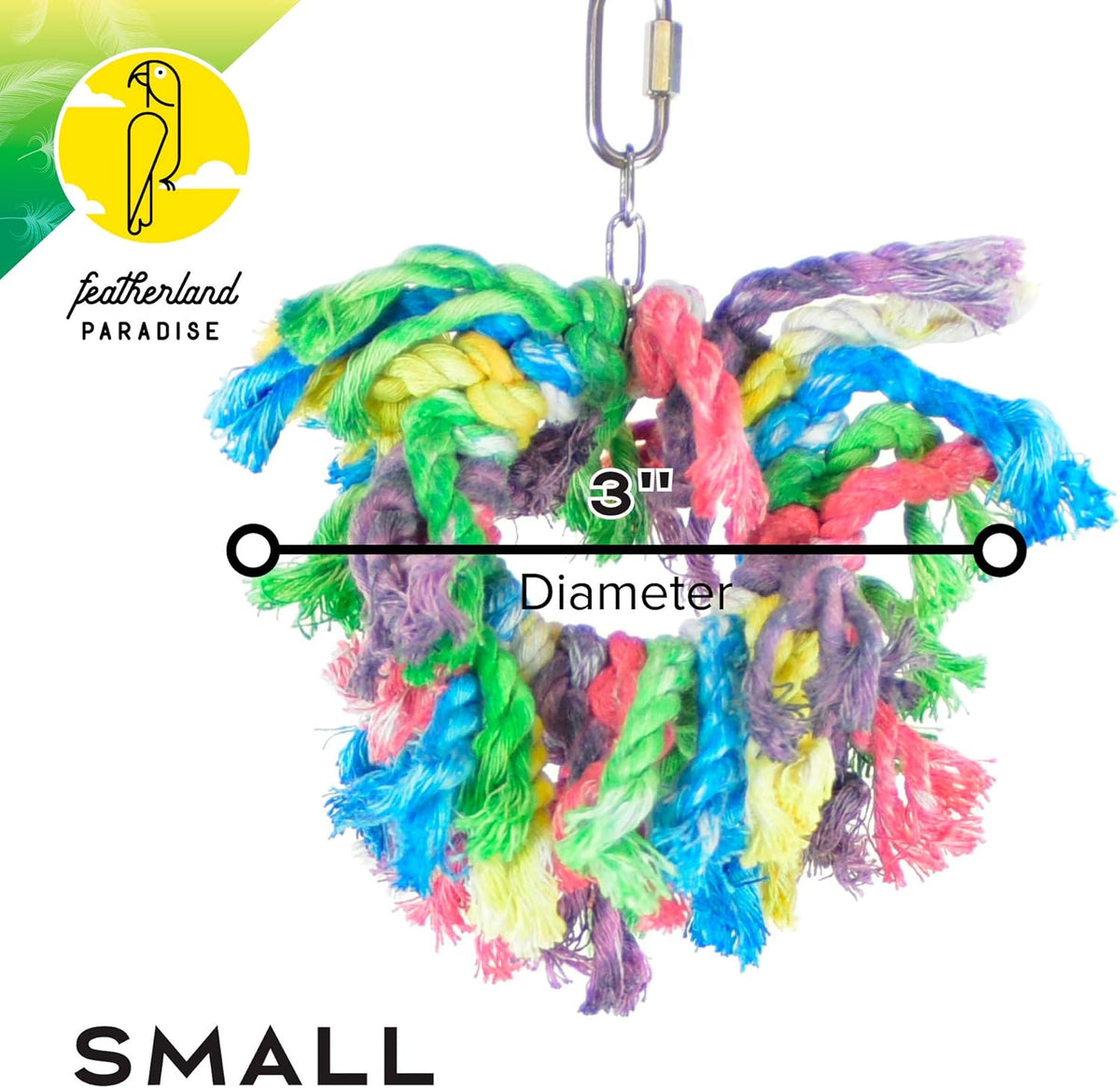 Featherland Paradise Cotton Snuggle Ring Bird Toy, Bird Perch, Large Bird Toys, for Parrots