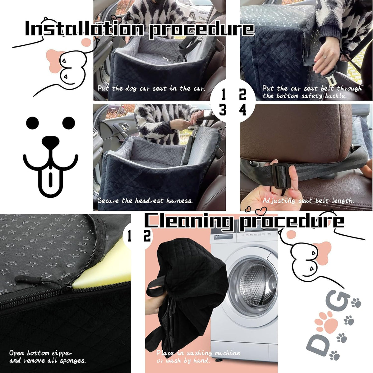 Dog Booster Car Seat for Dogs under 35lbs,Elevated Pets Seat with Safety Strap,Ultra Soft Fabric