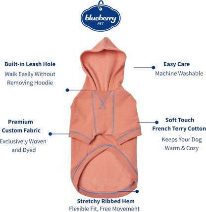 Blueberry Pet Essentials Dog Hoodie – 24 inch, Cotton‑Blend Sweatshirt with Hood, Coral