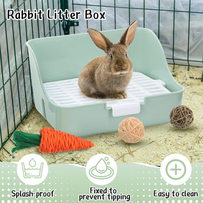 15 Pcs Rabbit Starter Kit Small Rabbit Litter Box Animal Grooming Kit Bunny Toys Bowl Blankets with