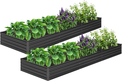 MGNO 2pcs 12x4x1FT Galvanized Raised Garden Bed-Outdoor Planter Box for Vegetables-Metal Garden