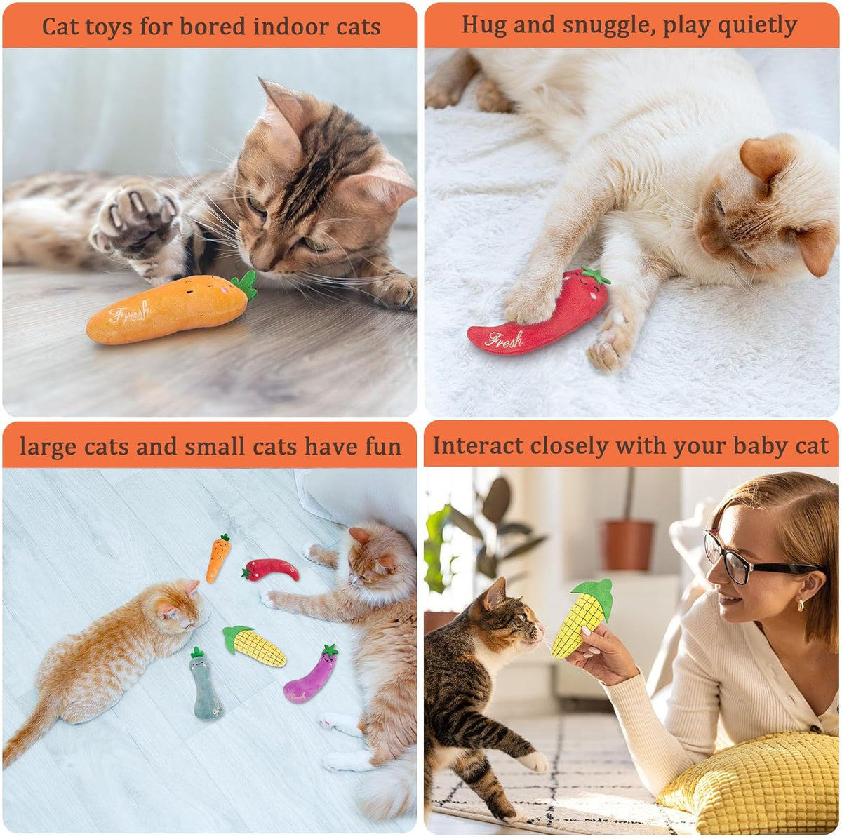 Catnip Cat Toys, Interactive Indoor Cat Nip Toy Kitty Kicker, Dental Kitten Chew Toy, 5 Pack