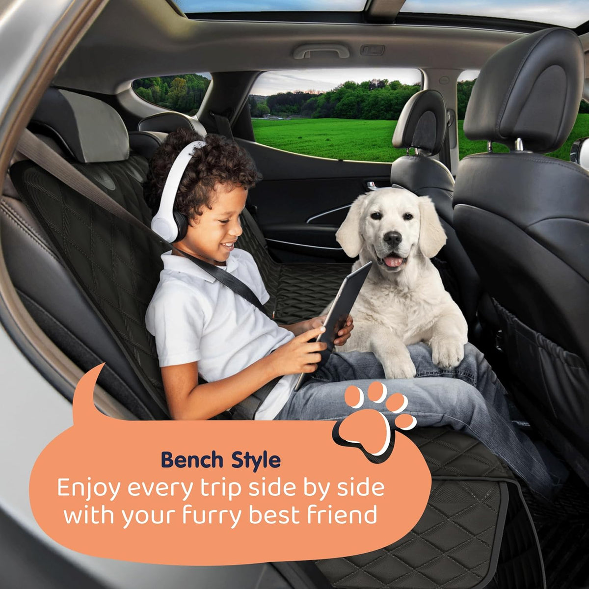 Dog Car Seat Cover for Back Seat, Waterproof Hammock for Car, SUV & Truck, Non-Slip Backseat Cover