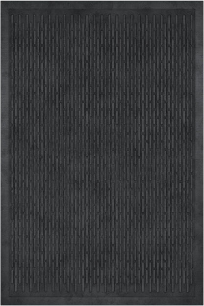 Indoor/Outdoor Hose-Wash Ribbed Design Non-Slip Rubber 2x3 Modern Entryway Mat for Entryway, Patio