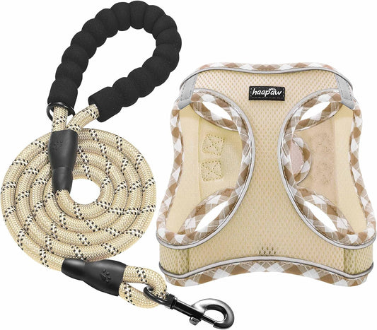 haapaw Dog Harness with Leash Set, No Pull Adjustable Reflective Step-in Puppy Harness with