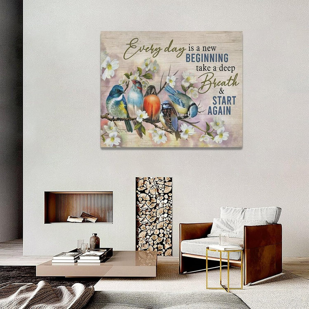 Bird Wall Art Farmhouse Flower Branch Pictures Rustic Country Birds Wall Decor Floral Canvas Print