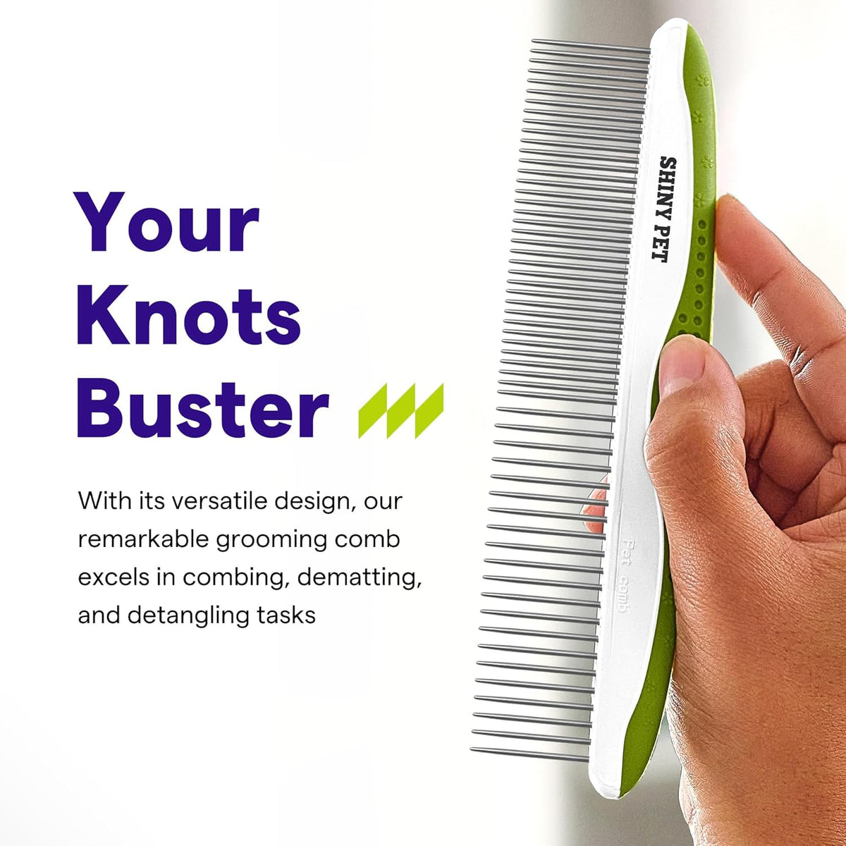 Dog & Cat Comb – Removes Tangles, Knots, and Matted Fur – Grooming Tool with Stainless Steel Teeth