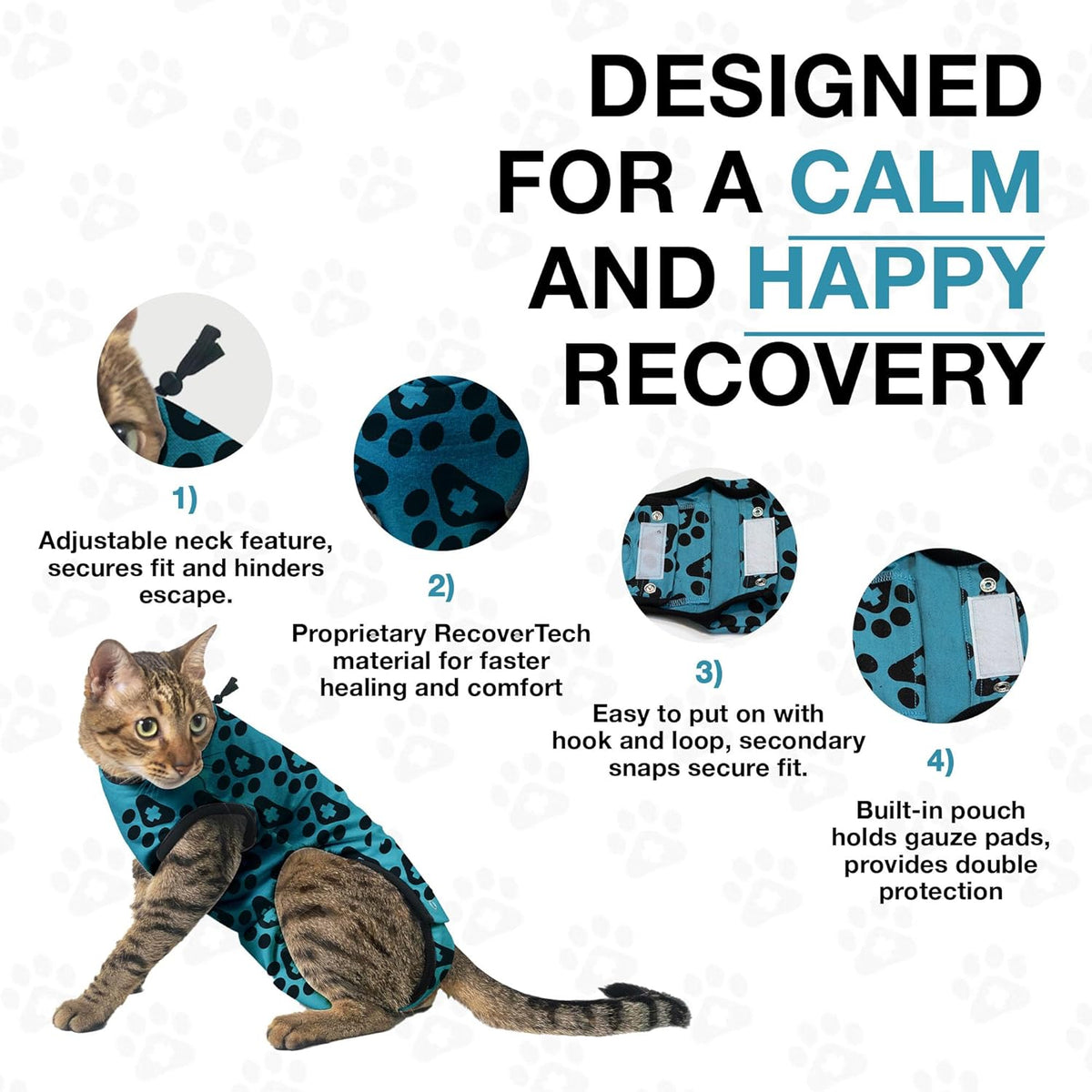 Bellyguard Cat Recovery Suit Female and Male, Comfy Onesie After Surgery, Kitten Clothes for