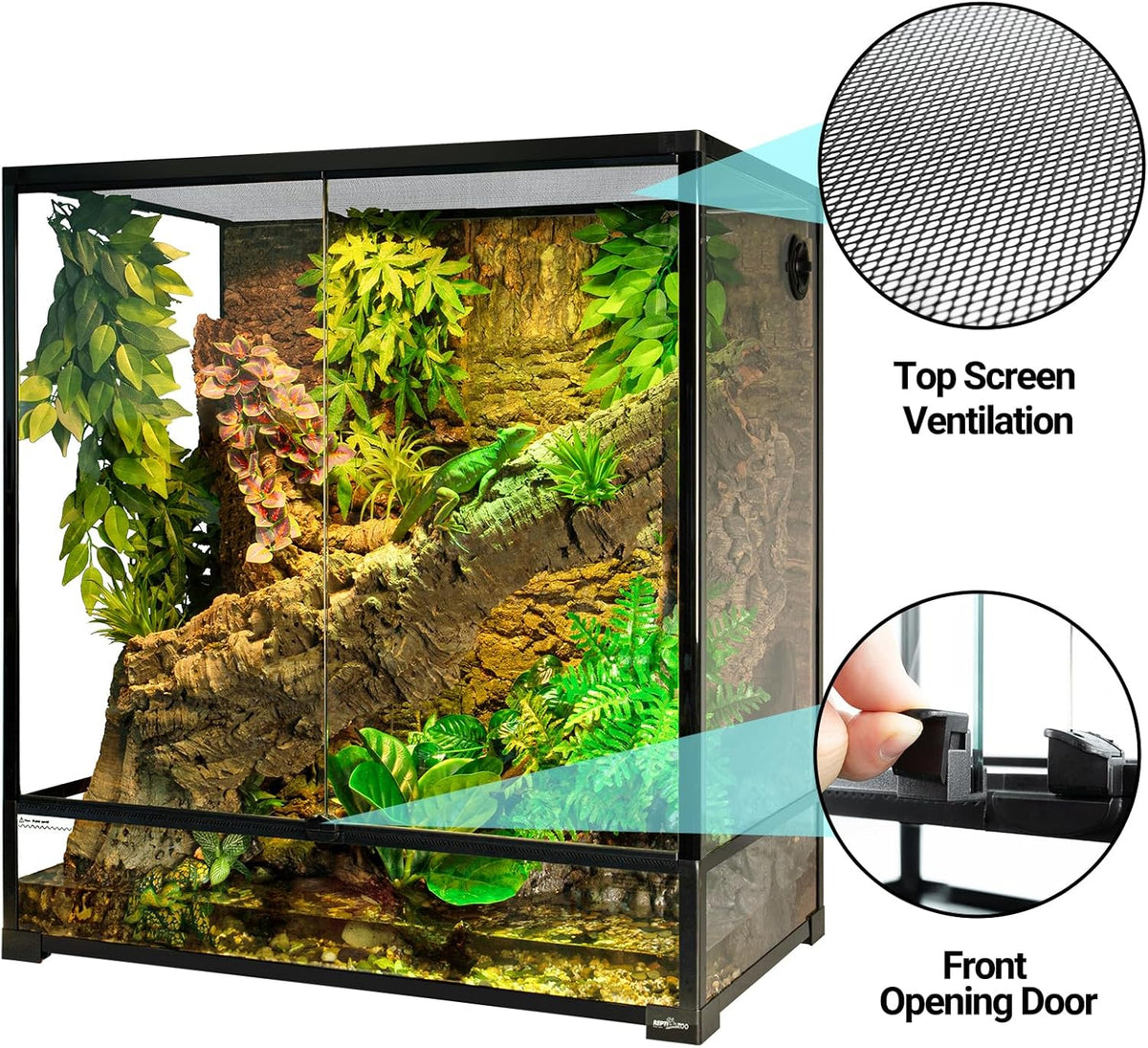 REPTI ZOO Large Tall Glass Reptile Tank 36"x18"x36", 100 Gallon Vertical Reptile Terrarium with