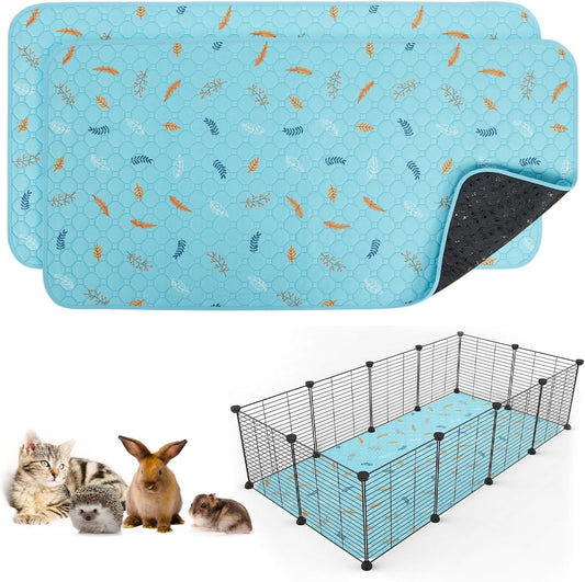 Sunheir 2 Pack Washable Guinea Pig Pee Pads, 24" x 48" Waterproof Reusable Guinea Pig Cage Liners
