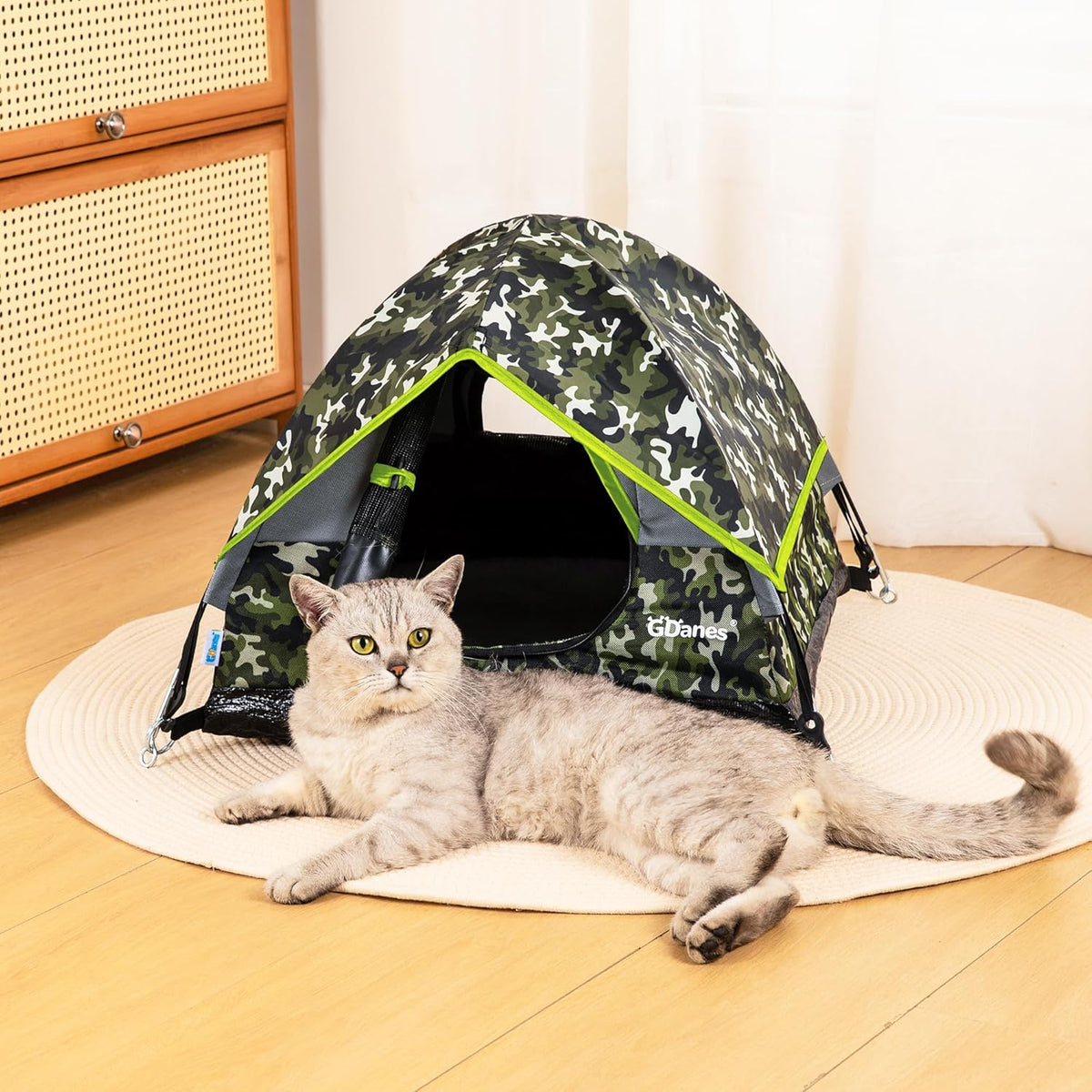 GDanes Camouflage Cat Tent, Portable Pet Cat House with Soft Pad, Cat Cave, Dog House for Small