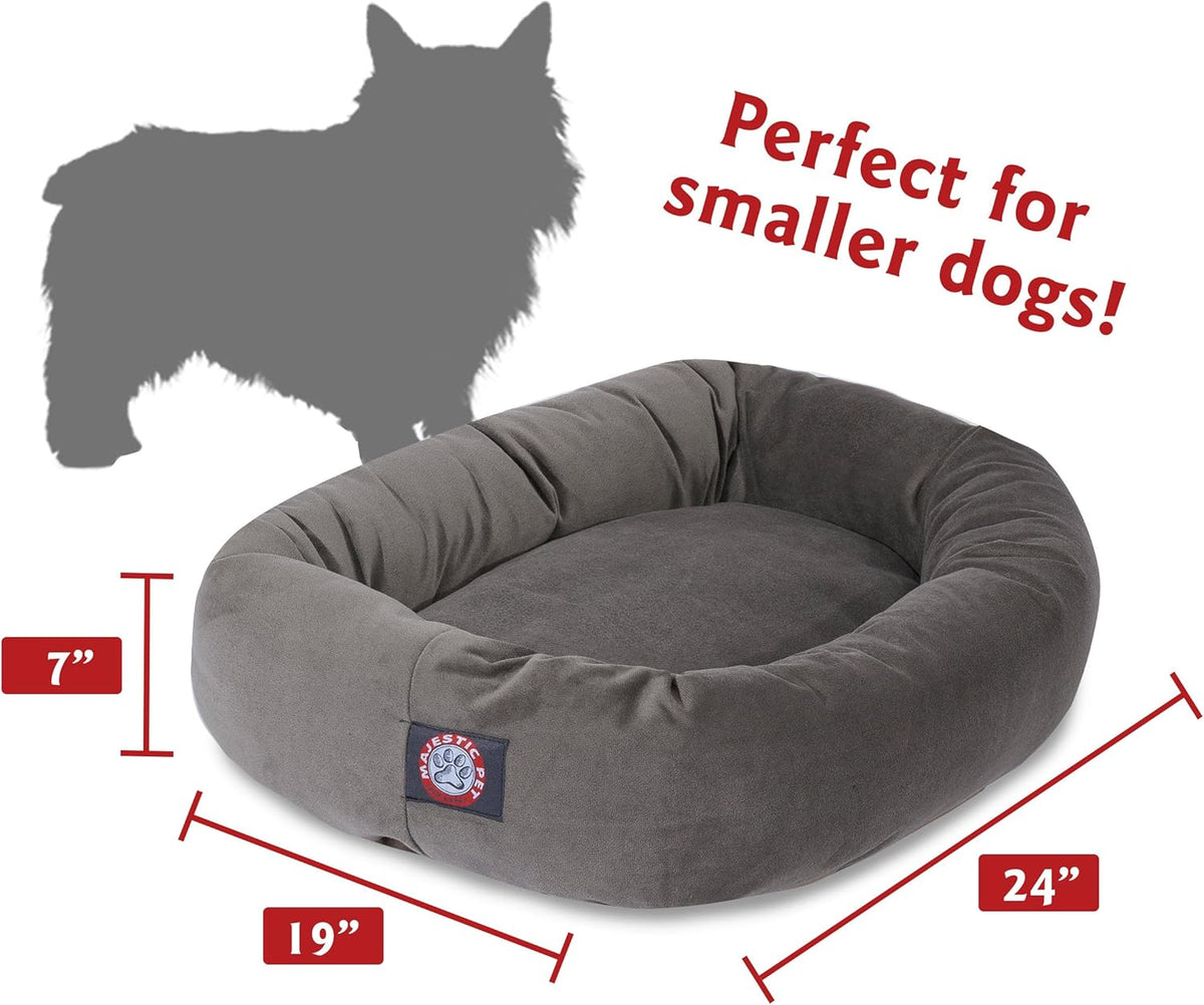Majestic Pet 24 Inch Suede Calming Dog Bed Washable 24x19x7 (Inch) – Cozy Soft Round Donut Dog Bed