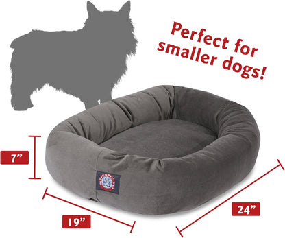 Majestic Pet 24 Inch Suede Calming Dog Bed Washable 24x19x7 (Inch) – Cozy Soft Round Donut Dog Bed