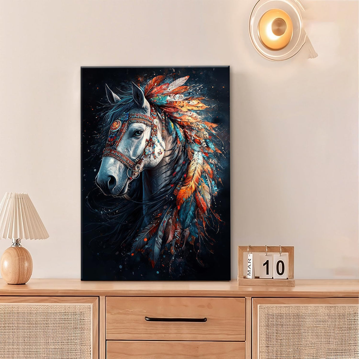 Horse Pictures Wall Art, Horse Animal Bathroom Wall Decor, Aesthetics Modern Framed Painting