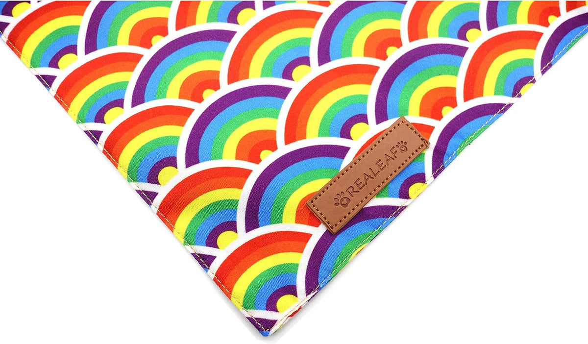 Realeaf Pride Dog Bandanas 2 Pack, LGBT LGBT+ Rainbow Scarves Bibs for Dogs, Premium Durable