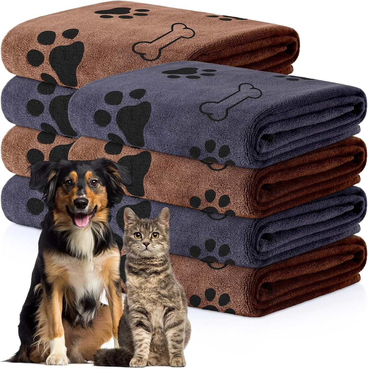 Chumia 8 Pcs Dog Towels for Drying Dogs Cats Pet Towels Bulk Puppy Microfiber Quick Drying Paw Bath