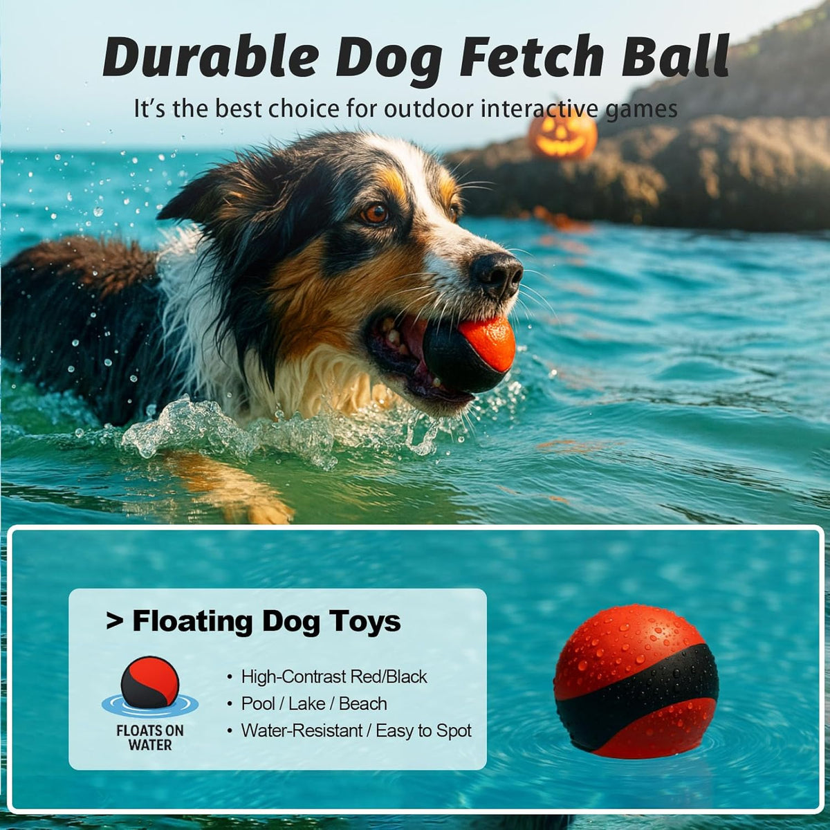 Interactive Squeaky Dog Toys Balls – Durable Rubber Dog Toy for Aggressive Chewers,High Bounce Dog