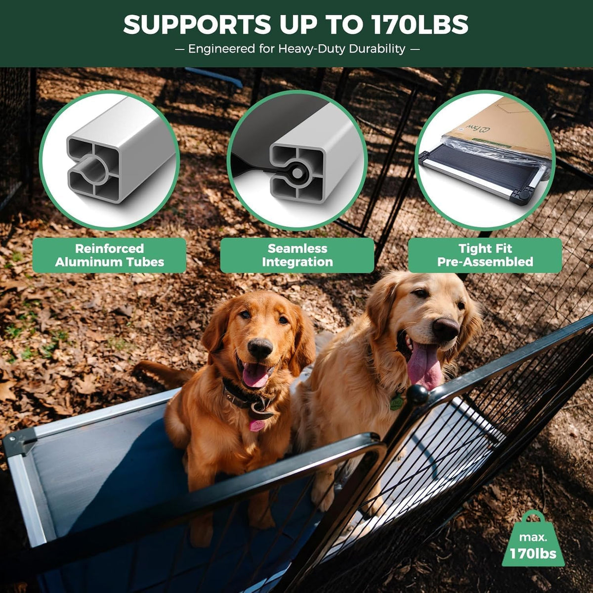 FXW TitanNest Chew-Proof Elevated Dog Bed, Raised Cot for Indoor/Outdoor/Camping Use, Durable &