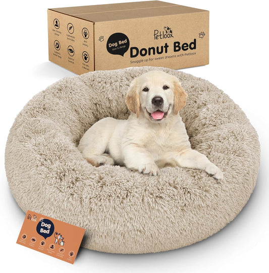 Donut Dog Bed - Premium Comfort for Anxiety Relief - Fluffy & Calming Design with Ultra-Plush