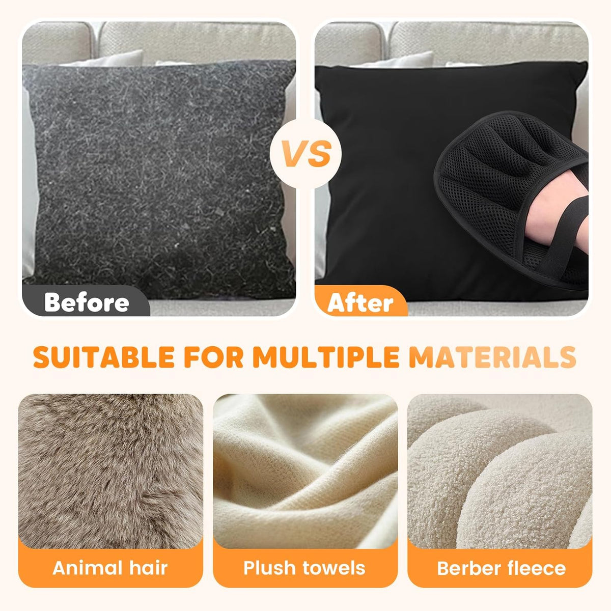 Pet Hair Removal Glove for Cats & Dogs, Reusable Pet Hair Remover Electrostatic Gloves for Couch
