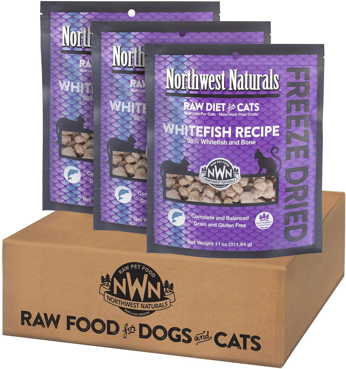 Northwest Naturals Freeze-Dried Whitefish Cat & Kitten Food – Bite-Sized Nibbles, Healthy, Limited