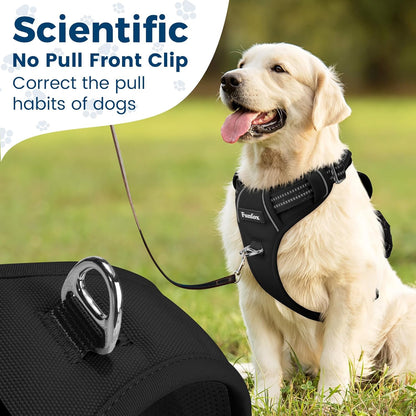 Funfox Dog Harness No Pull, Adjustable Dog Vest Harness Super Soft, 2 Leash Clips Anti Pull