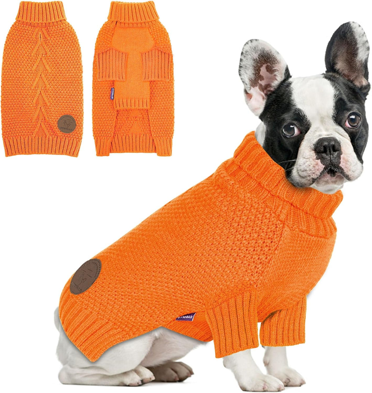 cyeollo Dog Sweater Pullover Turtleneck for Dogs, Classic Knitwear Fall Winter Cold Weather Dog