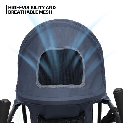 MoNiBloom 4 Wheels Pet Stroller, Easy-Fold Puppy Cage Jogger Stroller with Sun Cover, Pad and Rear