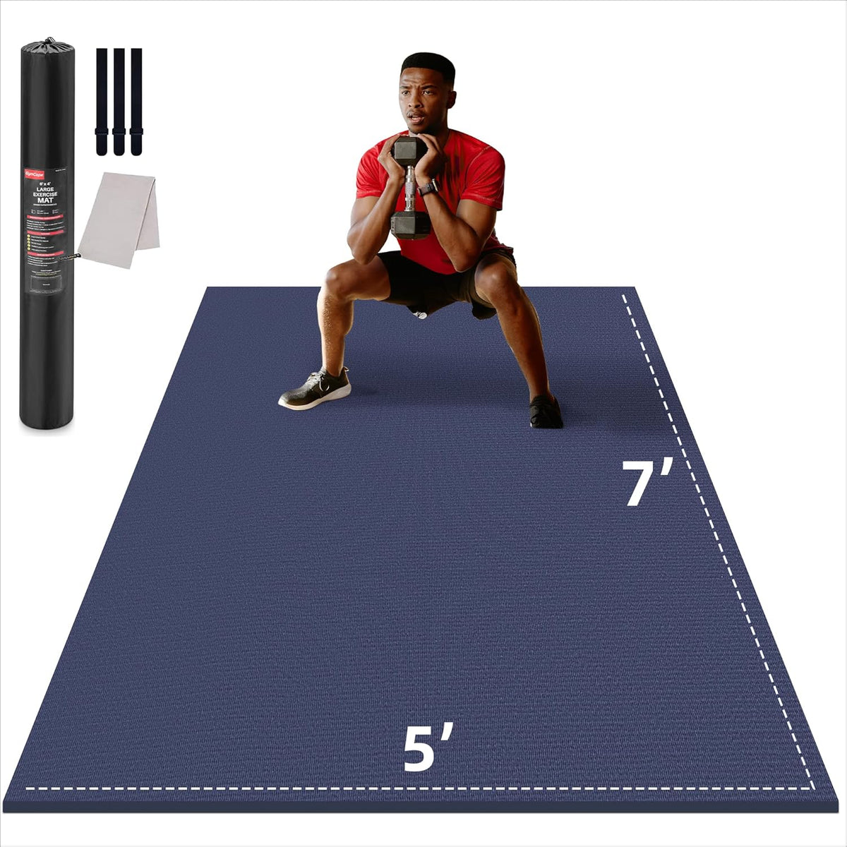 Large Exercise Mat for Home Workout,12‘x6’/10'x6'/9'x6'/8'x6'/7'x5'/6'x4' (7mm) Extra Thick Workout