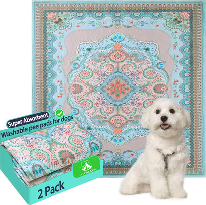 Washable Pee Pads for Dogs, 24"x24" 2 Pack Reusable Puppy Pads Pet Training Pads, Super Absorbent