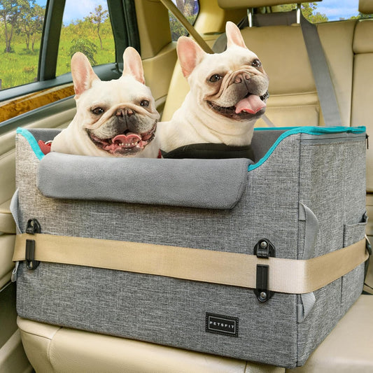 PETSFIT Dog Booster Car Seat for Small/Medium Dogs, Dog Car Seat for Medium Sized Dog with 2