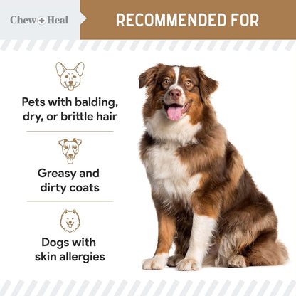 Omega for Dogs - 180 Delicious Soft Chews - Salmon Oil Treats for Skin and Coat, Itch Relief - Fish