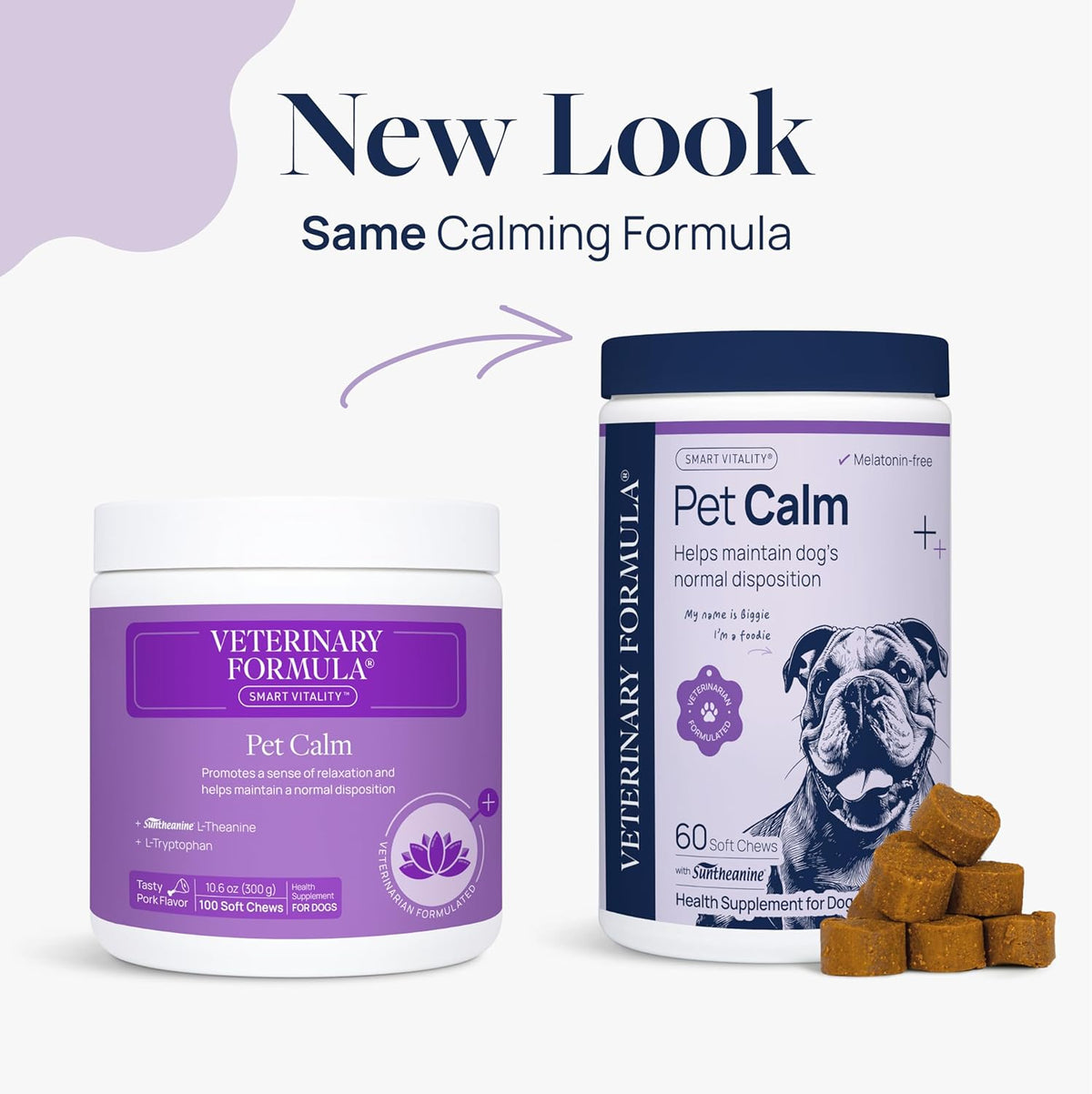 Veterinary Formula Pet Calm 60ct – Vet-Formulated Calming Chews for Dogs with L-Theanine