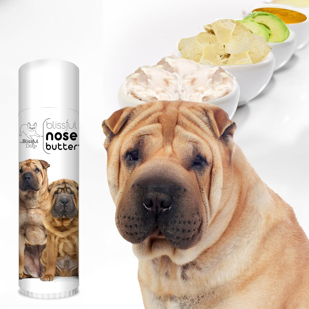 The Blissful Dog Chinese Shar-Pei Nose Butter for Dry, Cracked Skin, Lick-Safe Dog Nose Balm with