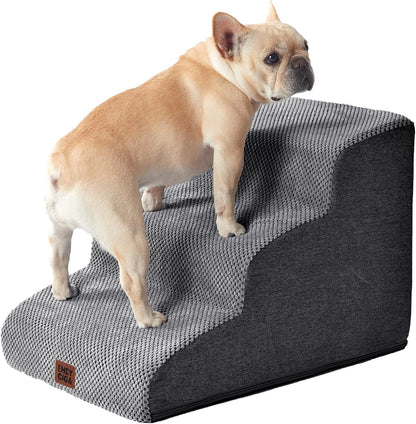 EHEYCIGA Curved Dog Stairs Ramp for Small Dogs 15.7" H, 3-Step Dog Steps for Couch Sofa and Chair