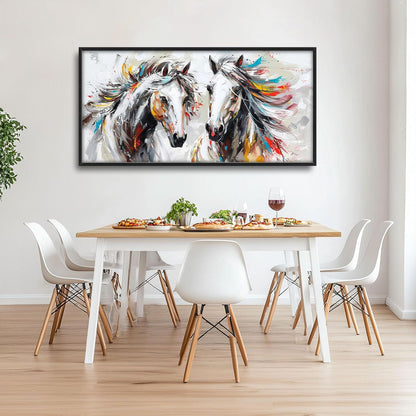 Quorin Horse Large Wall Art White Horse Animal Pictures Wall Decor Colorful Graffiti Canvas Print