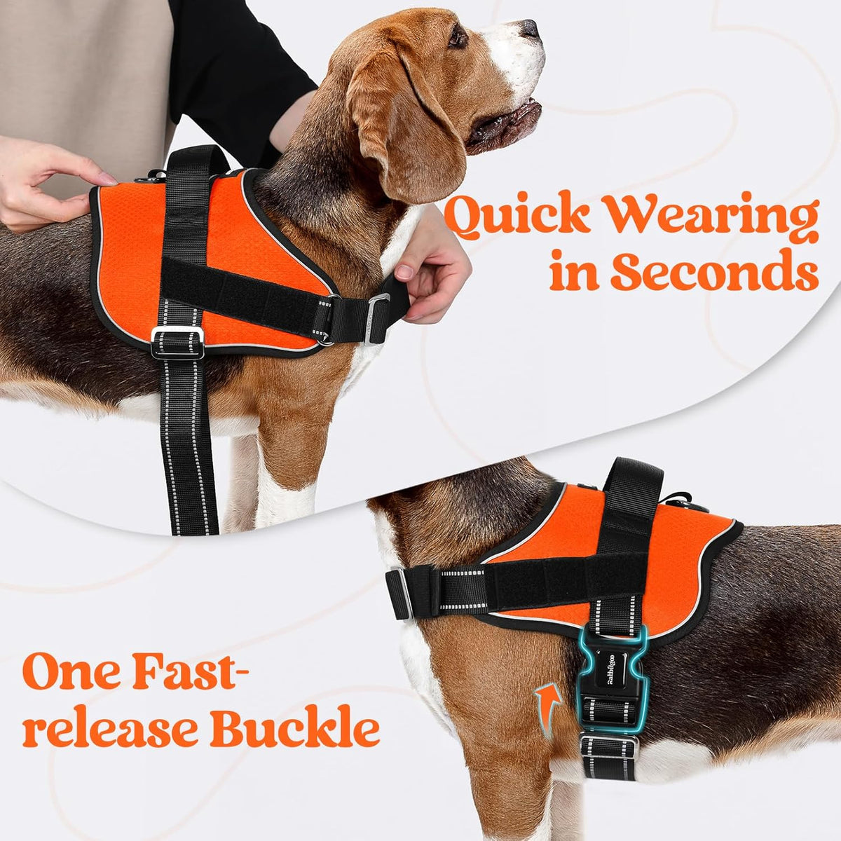 rabbitgoo Dog Harness for Large, Easy On Pet Vest with One Buckle, No Pull Adjustable Service