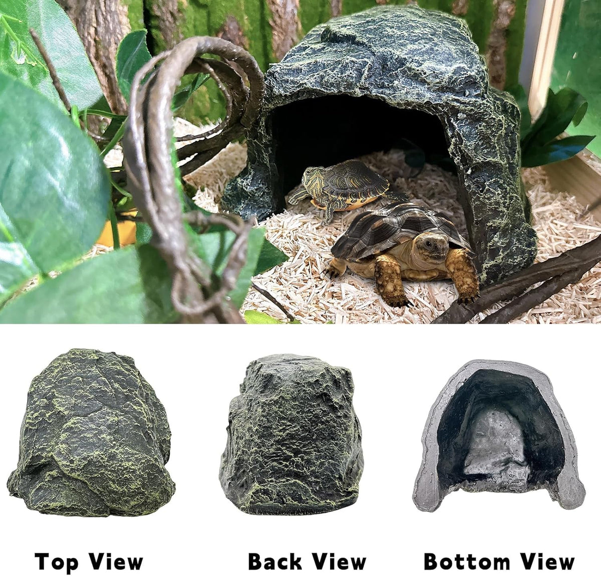 BNOSDM Reptile Hideout,Large Tortoise Hide Cave,Resin Rock,Bearded Dragon Hideaway,Turtle Basking