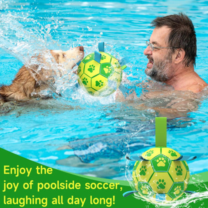 QDAN Dog Toys Soccer Ball - Durable Dog Balls with Strap for Medium Small Dogs, Puppy Birthday