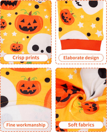 PET SHOW 4 Pack Halloween Dog Pajamas for Medium Dogs Onesie Soft Pumpkin Ghost Soft Fleece