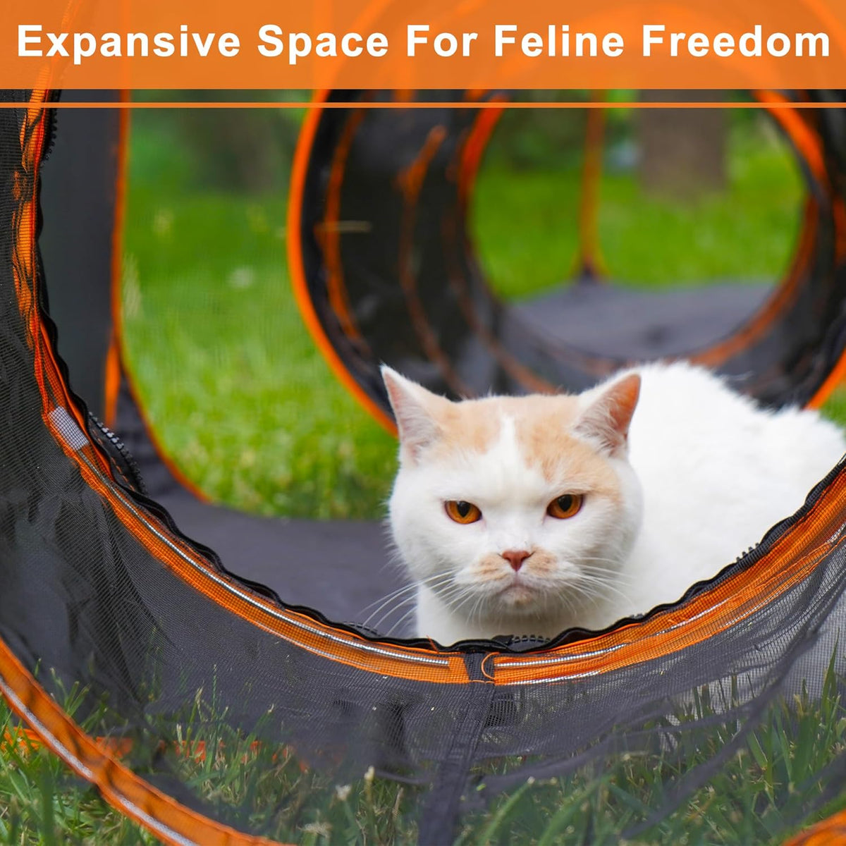 7 in 1 Outdoor Cat Enclosure, Foldable Pop-Up Mesh Playpen Tunnel for Pet Run, Foldable Outside