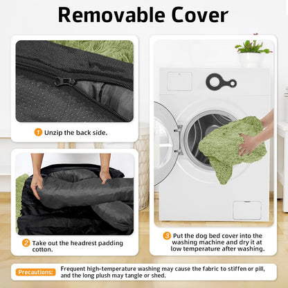 GGIB Calming Dog Bed Fluffy Plush Dog Mat for Furniture Protector with Removable Washable Cover for