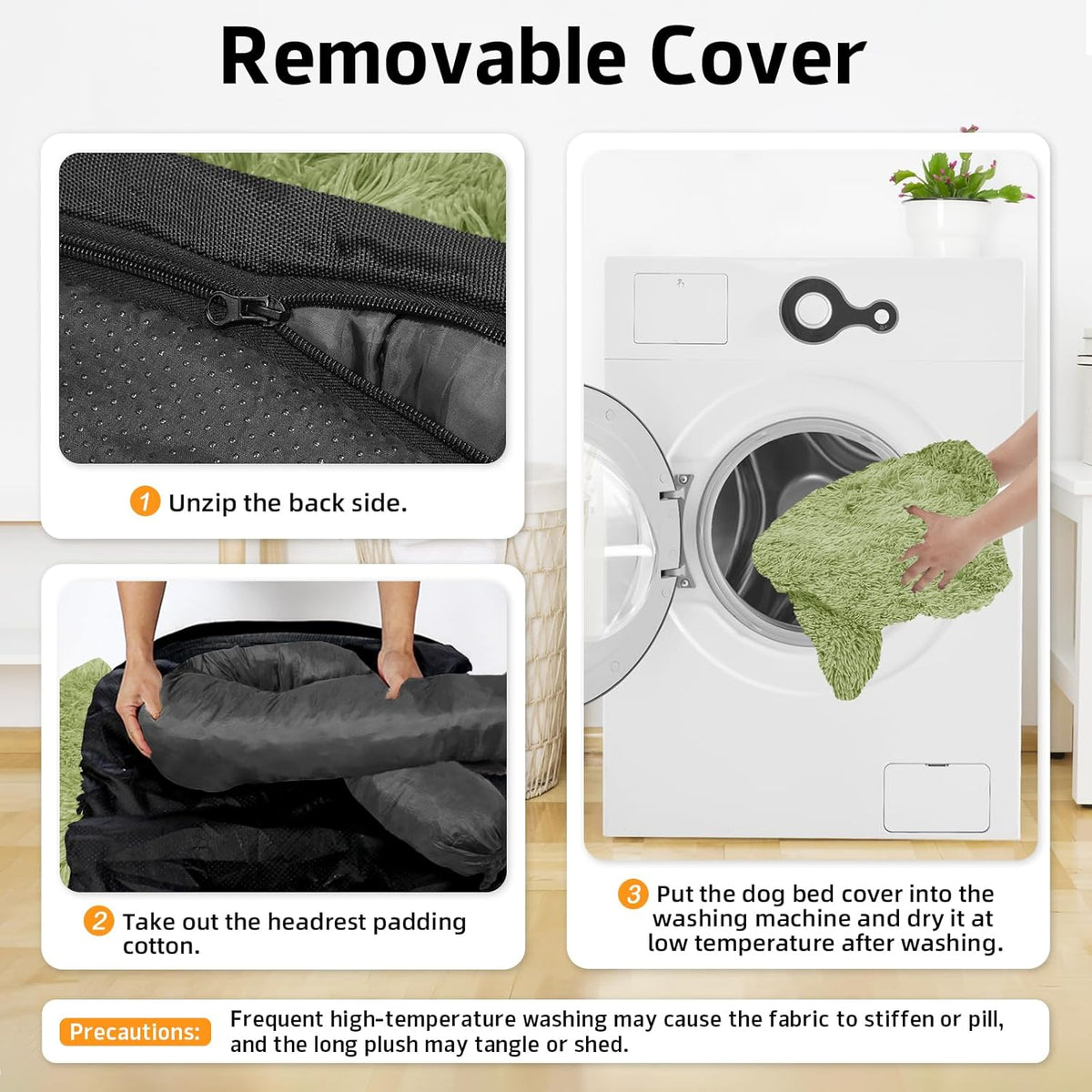 GGIB Calming Dog Bed Fluffy Plush Dog Mat for Furniture Protector with Removable Washable Cover for