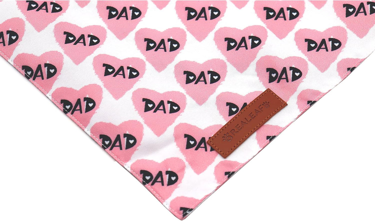 Realeaf Fathers Day Dog Bandanas 2 Pack, Reversible I Love My Dad Pet Scarf for Boy and Girl