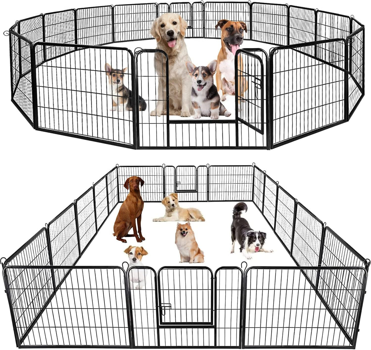 BestPet | Dog Playpen | 24 Inch, 16 Panels | Heavy Duty Metal Pet Exercise Pen | Indoor Outdoor